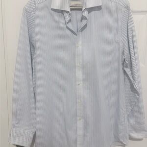 Michael Kors Men's Blue & Grey Striped Non Iron Dress Shirt